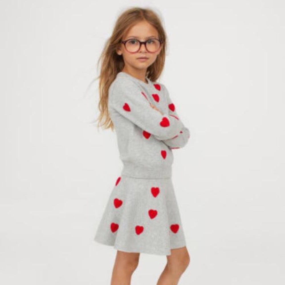 H&M Knit Heart Sweater Top and Skirt